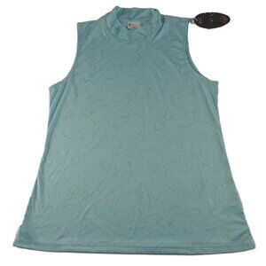 Greg Norman Jessica Sleeveless Shirt Women's Size Large Pure Aqua Mock Neck